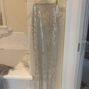 The New Arrivals now sold out Elegant Silver Sequin Maxi Skirt